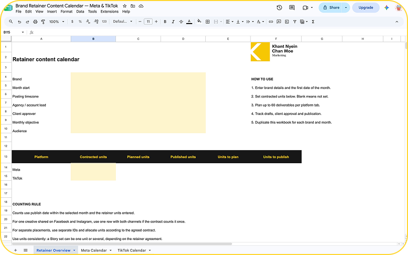 Content Calendar Template